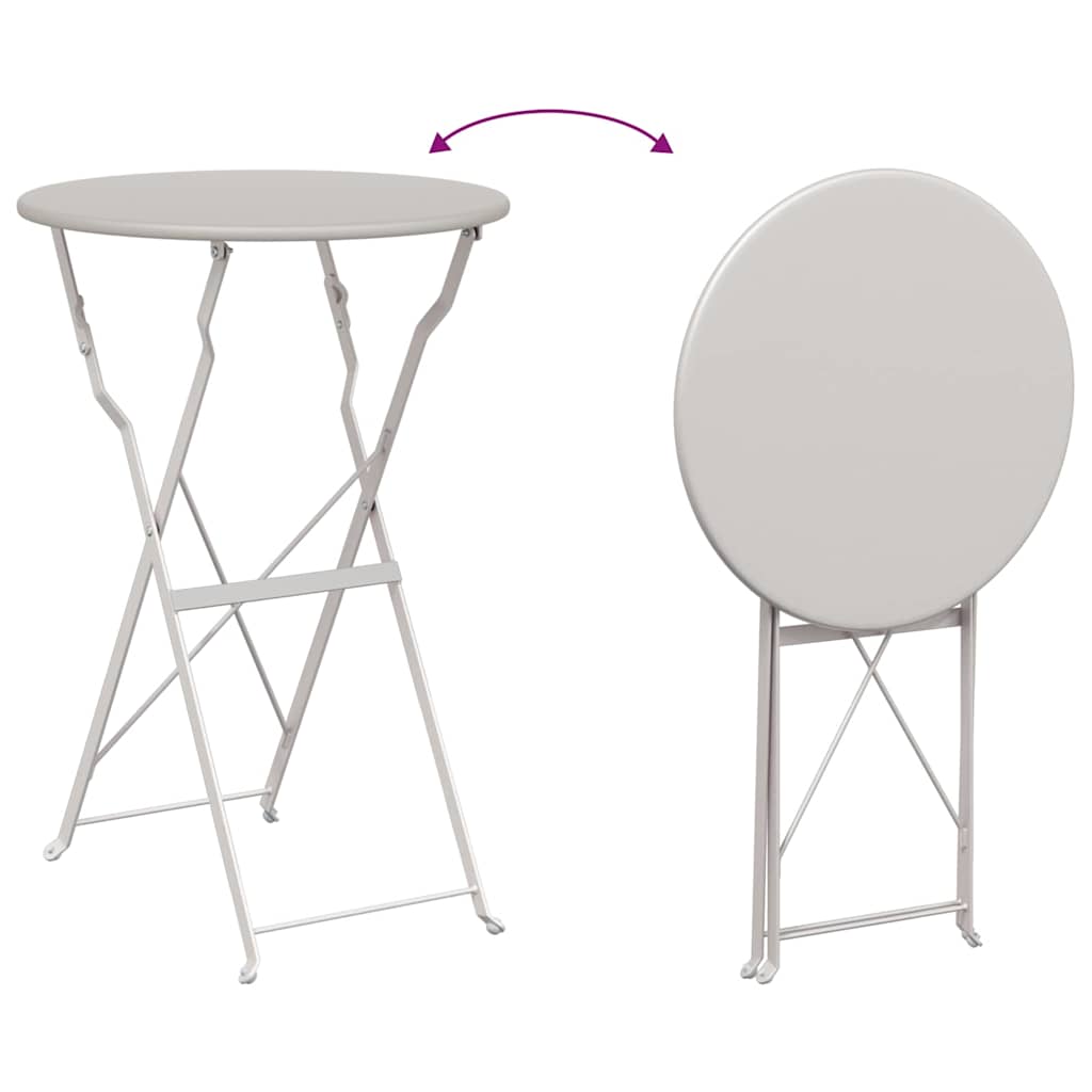 Sammenklappeligt Bistro Sæt 3 pcs Beige Stål