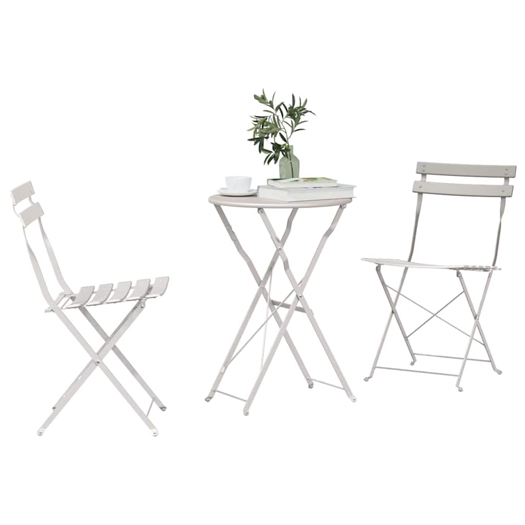 Sammenklappeligt Bistro Sæt 3 pcs Beige Stål