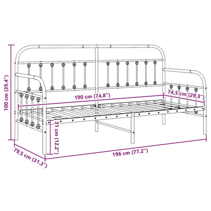 Dagsengramme Hvid 75 x 190 cm Pulverlakeret stål