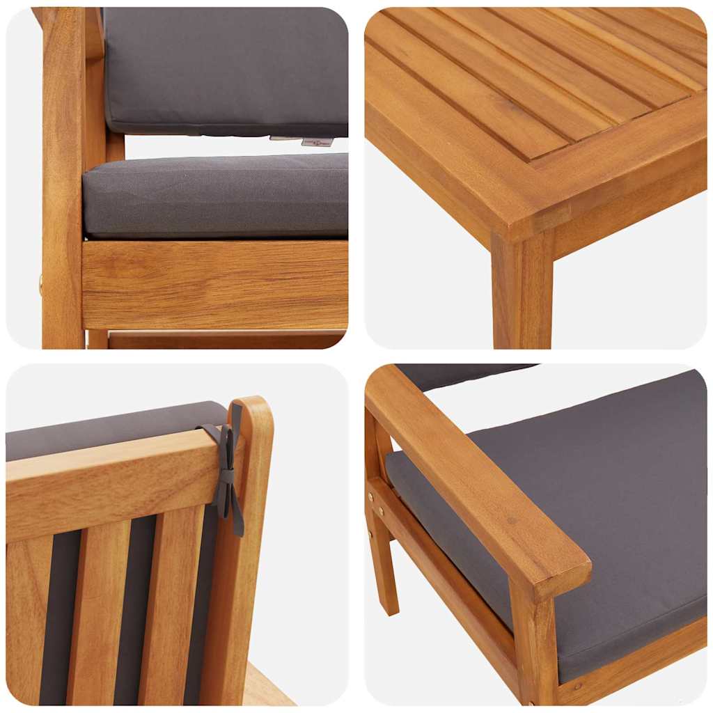 Havesofa Sæt med pude 2 pcs Antracit Massivt Akacietræ