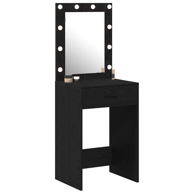 Klædeskab med spejllys Sort eg 50 x 41 x 135 cm Konstrueret træ