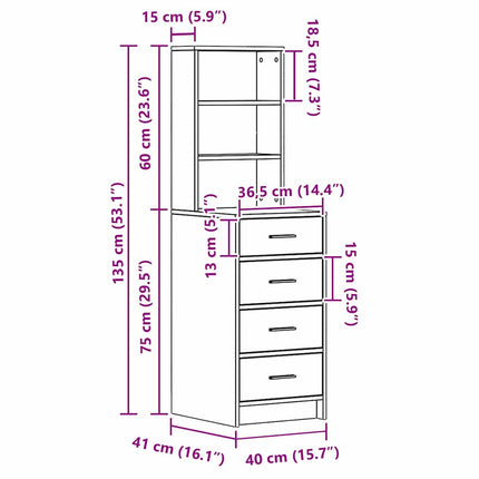 Highboard artisan eg 40 x 41 x 135 cm Konstrueret træ