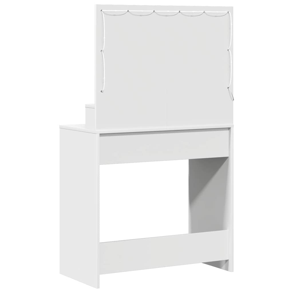 Klædeskab med spejllys Hvid 79 x 41 x 135 cm Konstrueret træ