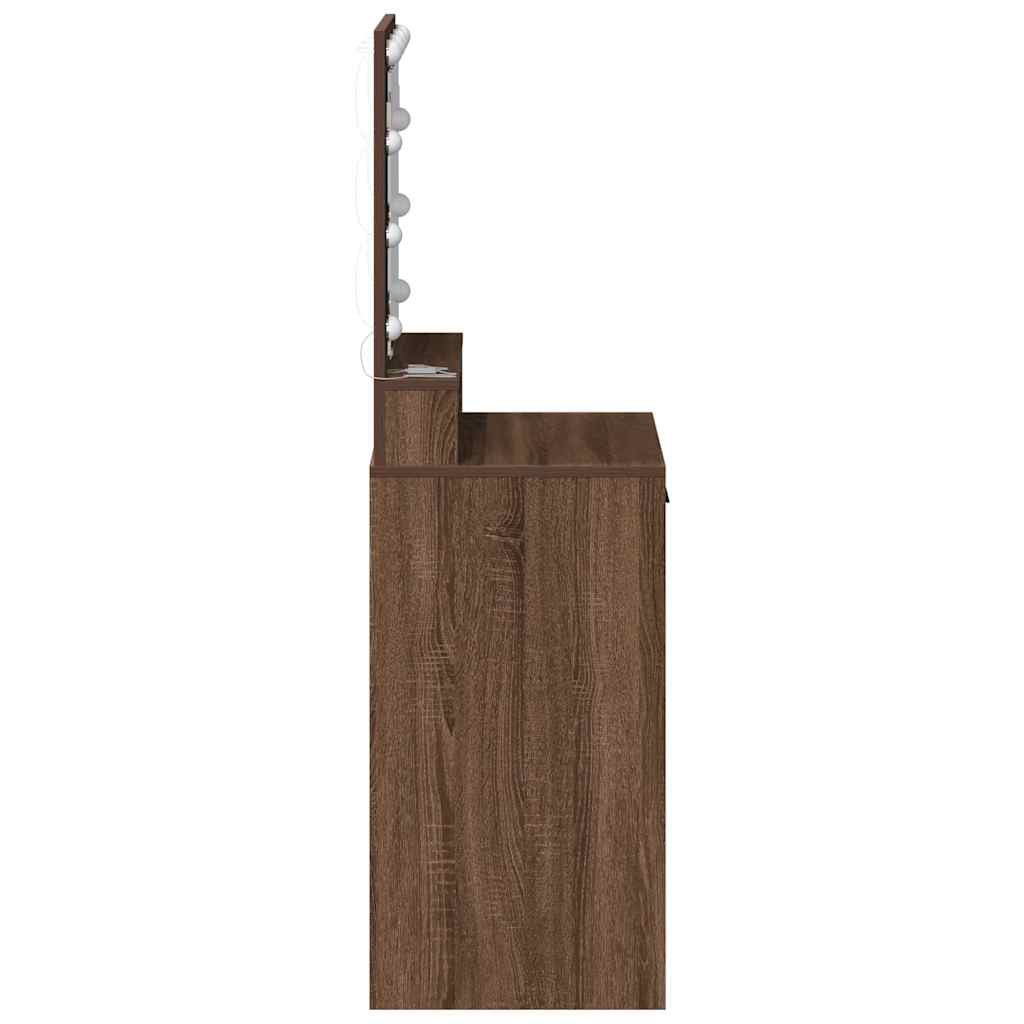 Klædeskab med spejllys Brun eg 50 x 41 x 135 cm Konstrueret træ