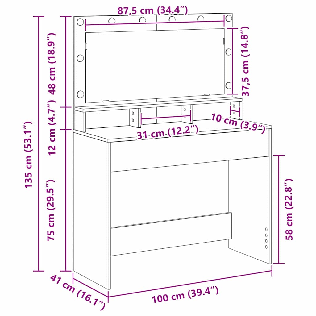 Klædeskab med hylde Sonoma eg 100 x 41 x 135 cm Konstrueret træ