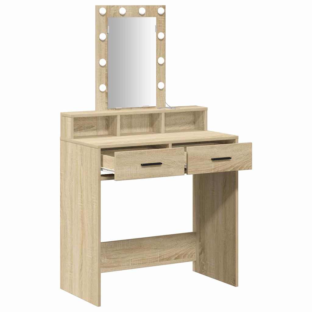 Klædeskab med spejllys Brun 79 x 41 x 140 cm Konstrueret træ