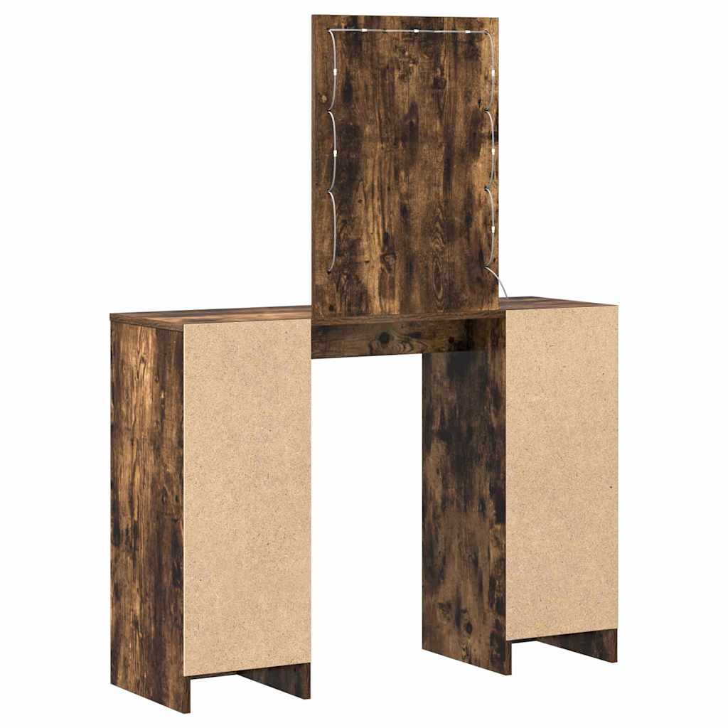 Klædeskab med spejllys Brun 102 x 33 x 135 cm Konstrueret træ