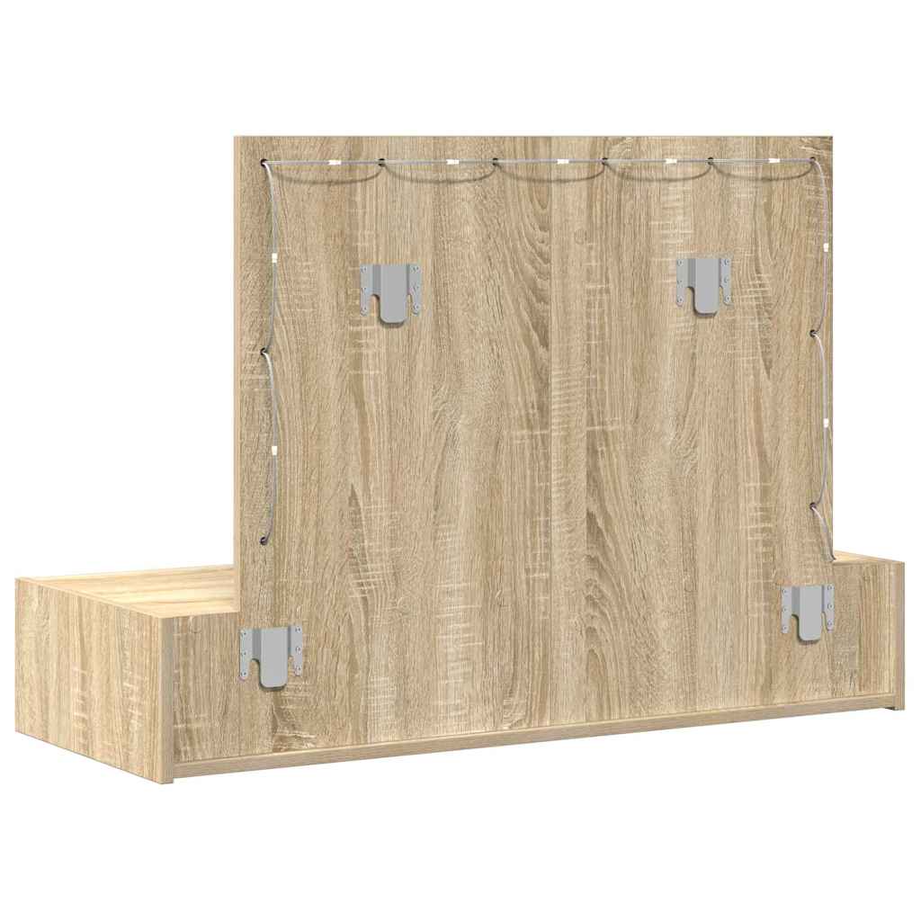 Klædeskab med spejllys Brun 100 x 40 x 70 cm Konstrueret træ