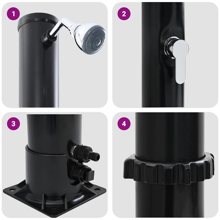 Udendørs Solbruser Sort 217 cm PVC og Aluminium