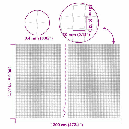 kattenet 12x3 m nylon transparent