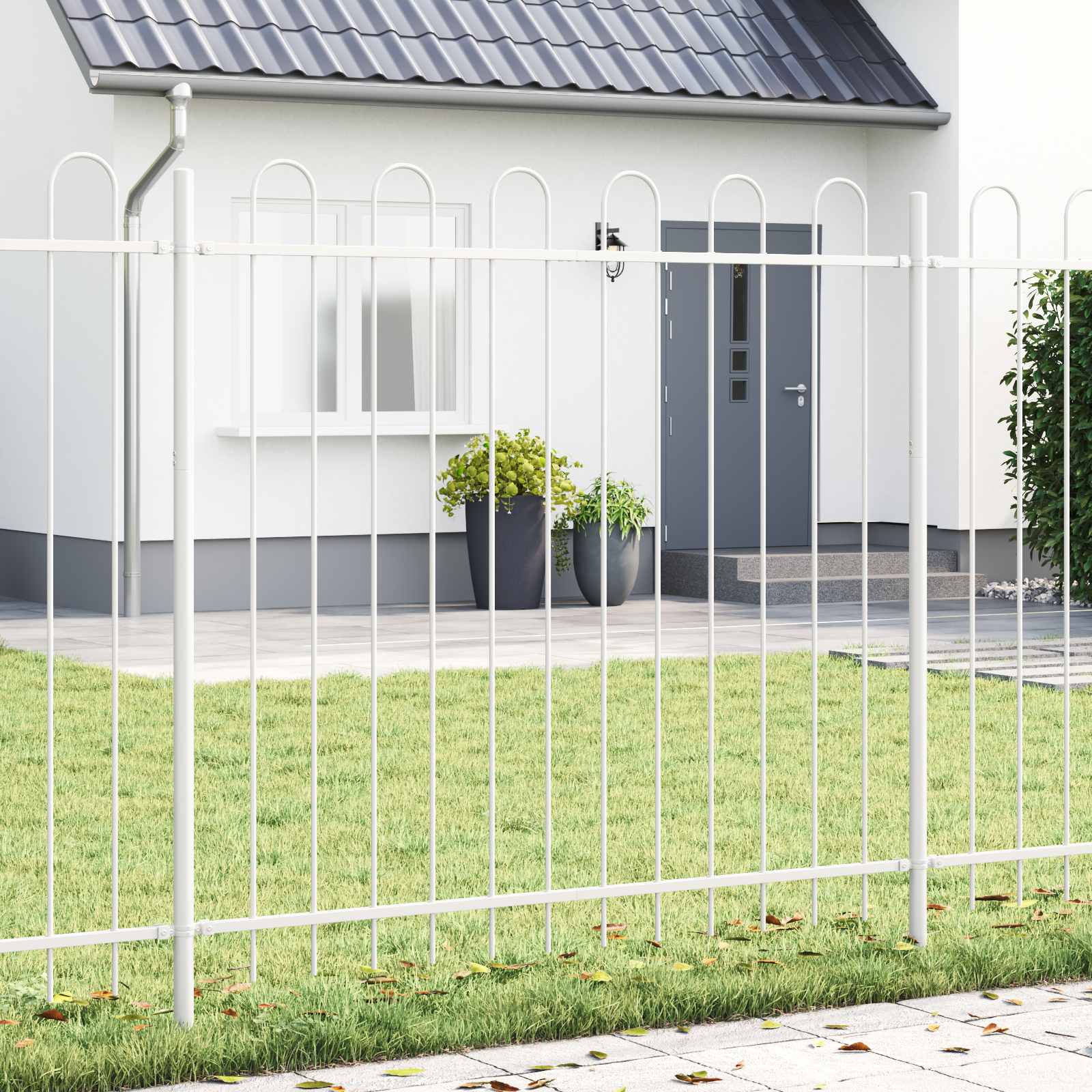 Havehegn 2 pcs Hvid 3,4 x 1,2 m Pulverlakeret stål