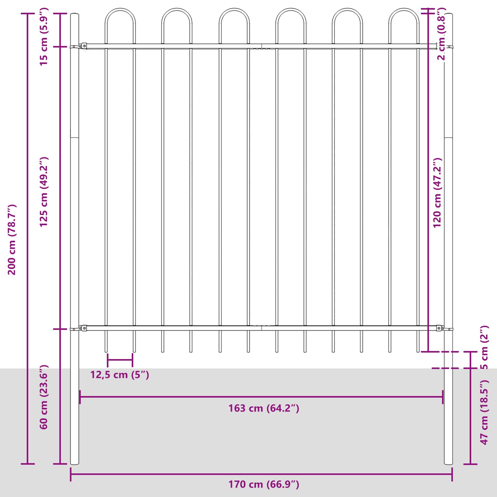 Havehegn 2 pcs Hvid 3,4 x 1,2 m Pulverlakeret stål