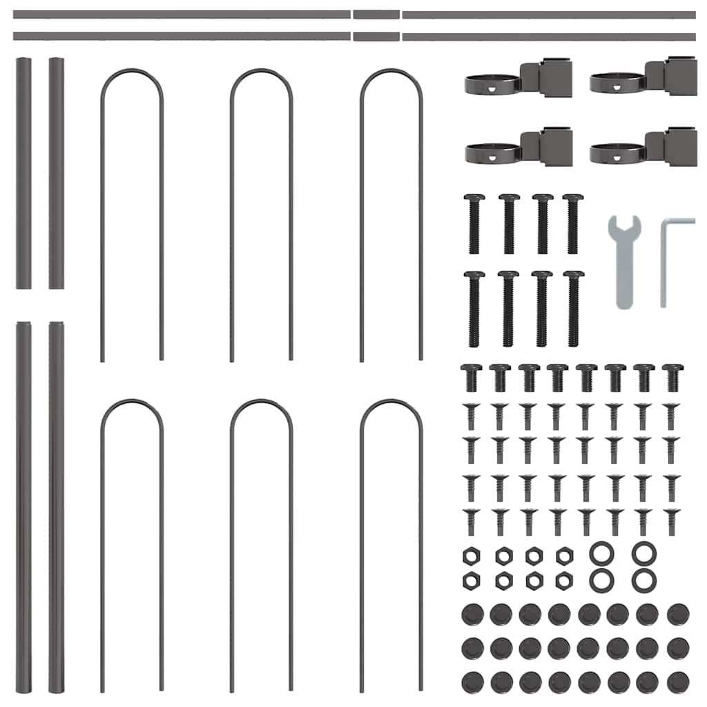Havehegn 4 pcs Grå 6,8 x 1,2 m Pulverlakeret stål