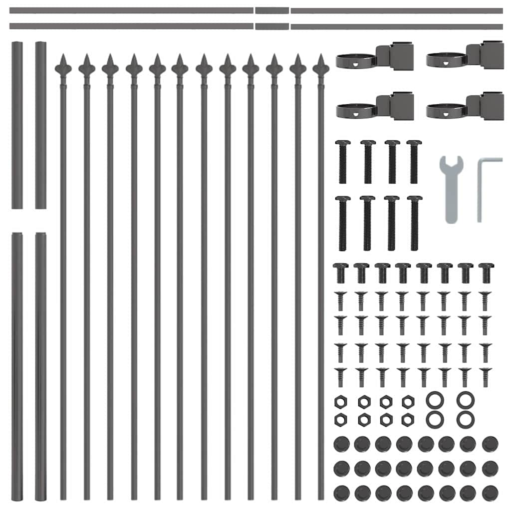 Havehegn 5 pcs Grå 8,5 x 1 m Pulverlakeret stål