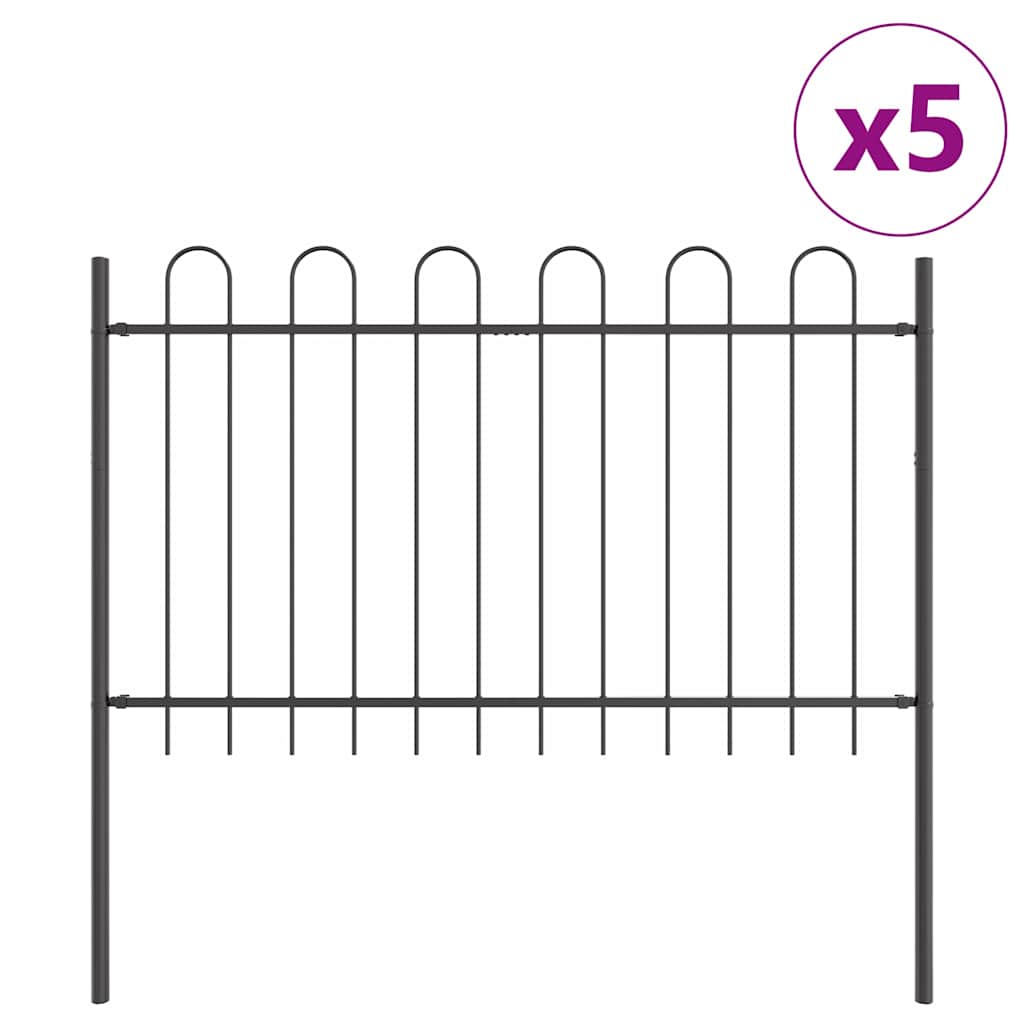 Havehegn 5 pcs Grå 8,5 x 1,2 m Pulverlakeret stål