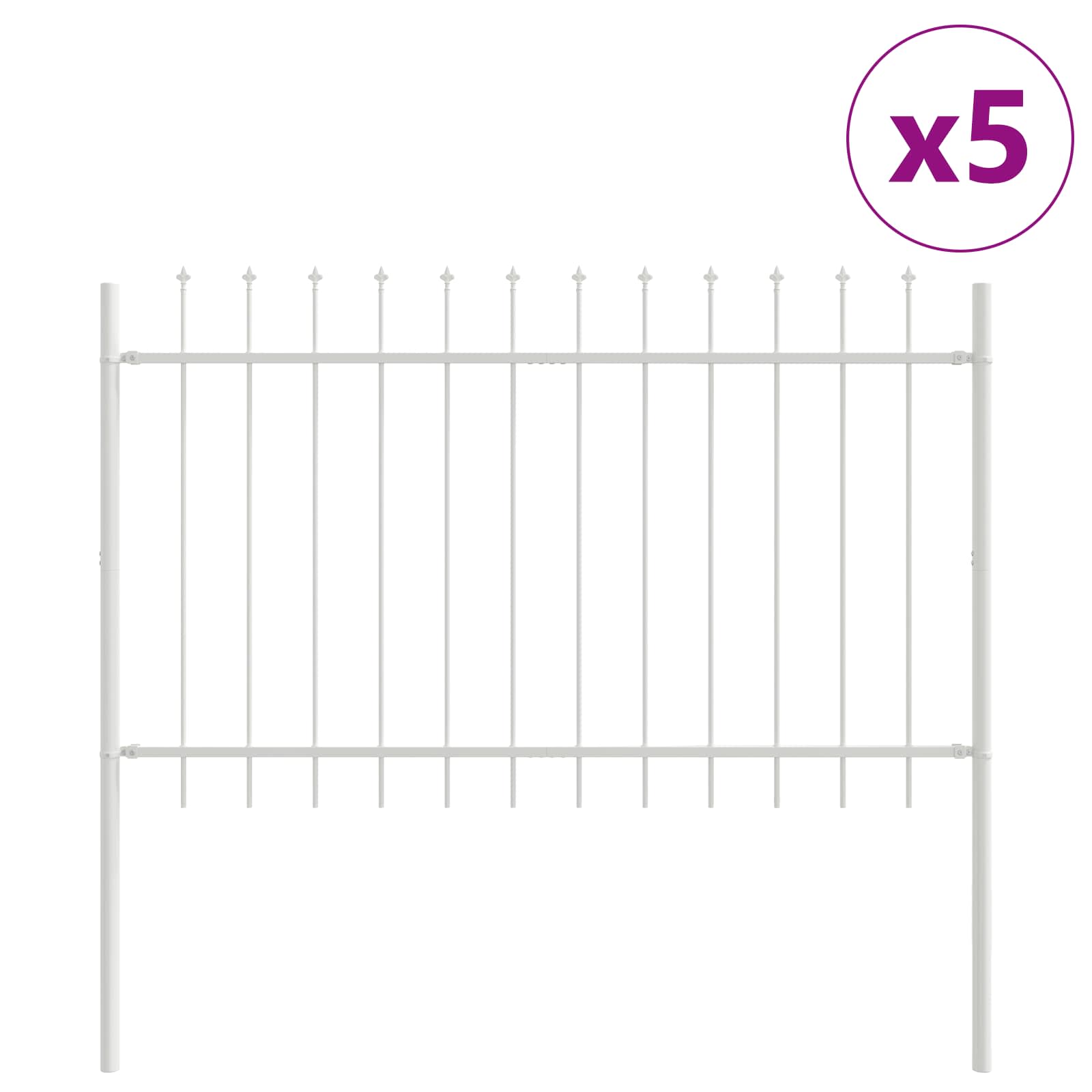 Havehegn 5 pcs Hvid 8,5 x 0,8 m Pulverlakeret stål