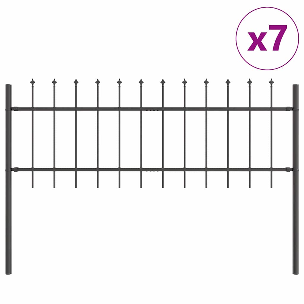 Havehegn 7 pcs Grå 11,9 x 0,6 m Pulverlakeret stål
