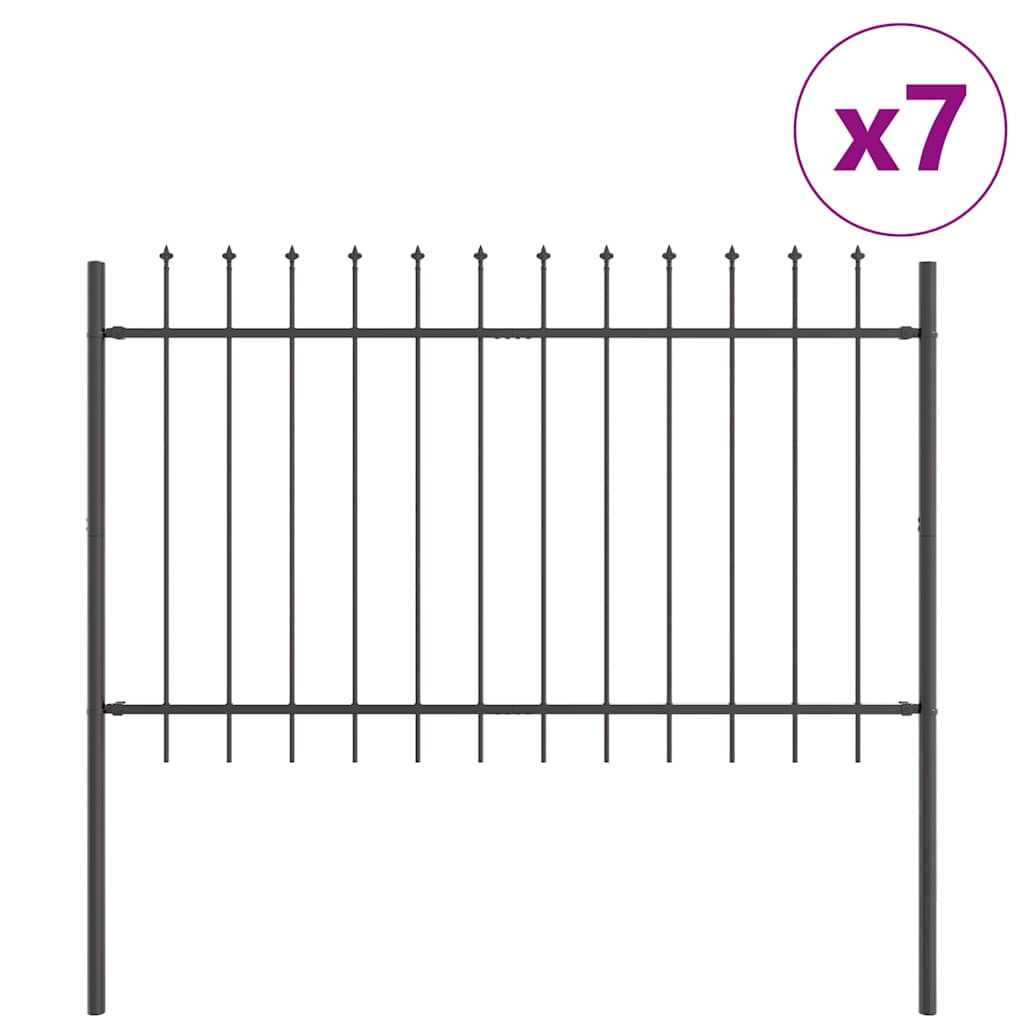 Havehegn 7 pcs Grå 11,9 x 1,2 m Pulverlakeret stål