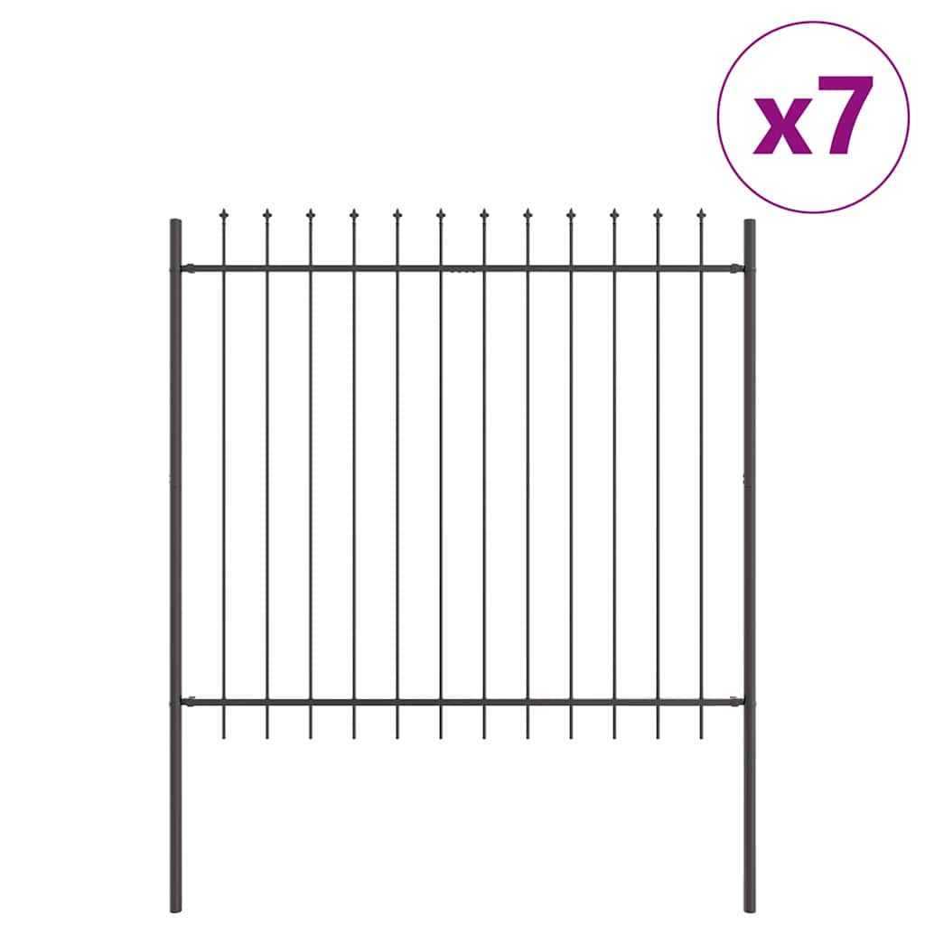 Havehegn 7 pcs Grå 11,9 x 1,5 m Pulverlakeret stål