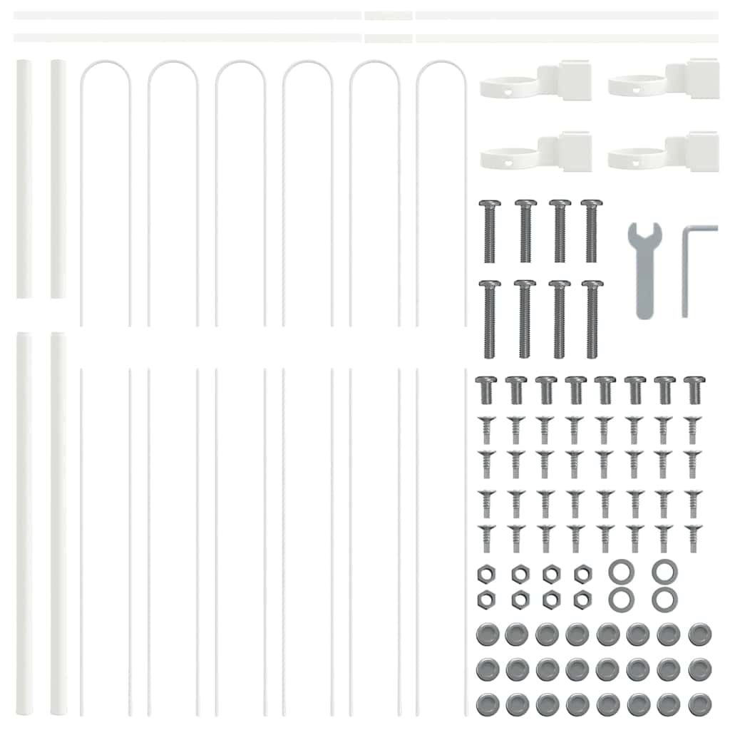 Havehegn 7 pcs Hvid 11,9 x 1,5 m Pulverlakeret stål