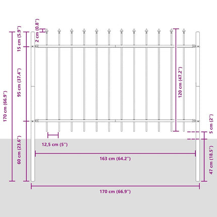 Havehegn WOERDEN 8 stk. 13,6 x 1,2 m Pulverlakeret stål Grå