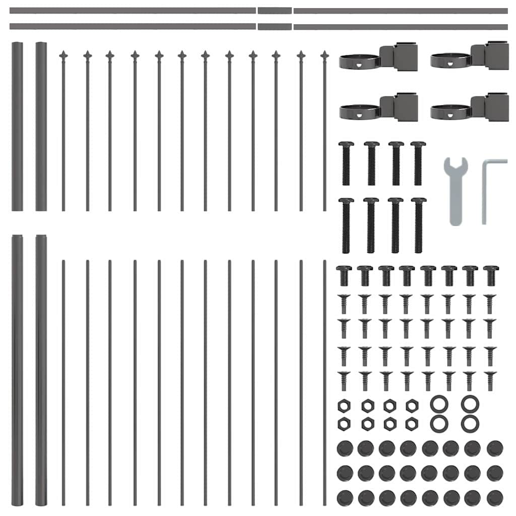Havehegn 8 pcs Grå 13,6 x 1,5 m Pulverlakeret stål