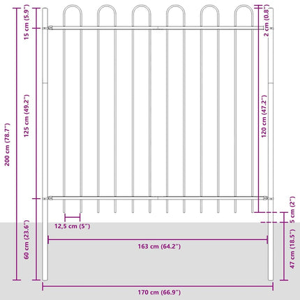 Havehegn BOXTEL 8 stk. 13,6 x 1,5 m Pulverlakeret stål Grå