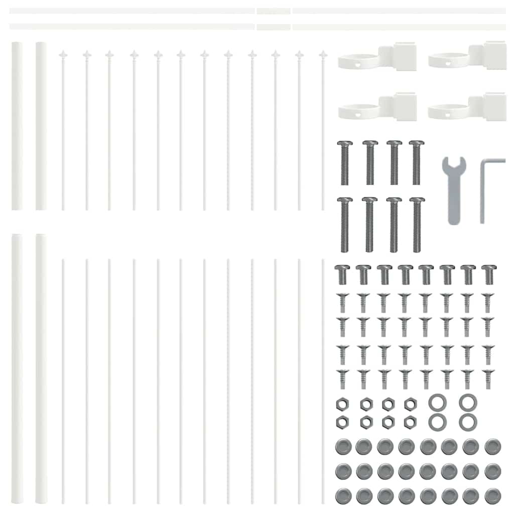Havehegn 9 pcs Hvid 15,3 x 1,5 m Pulverlakeret stål
