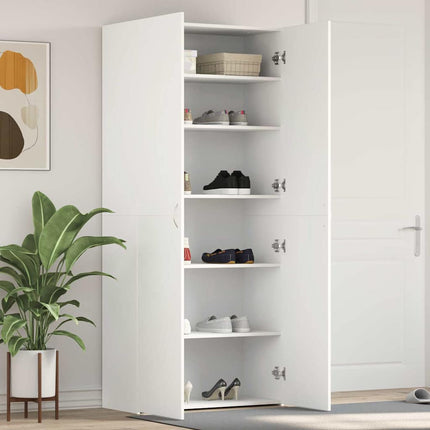 Sko skab 80 x 35.5 x 180 cm Konstrueret træ Hvid