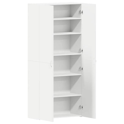 Sko skab 80 x 35.5 x 180 cm Konstrueret træ Hvid