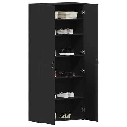 Sko skab 80 x 35.5 x 180 cm Konstrueret træ Sort