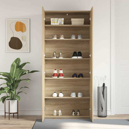 Sko skab 80 x 35.5 x 180 cm Konstrueret træ Brun