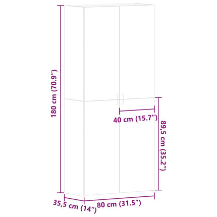 Sko skab med dør Flerfarvet 80 x 35.5 x 180 cm Konstrueret træ