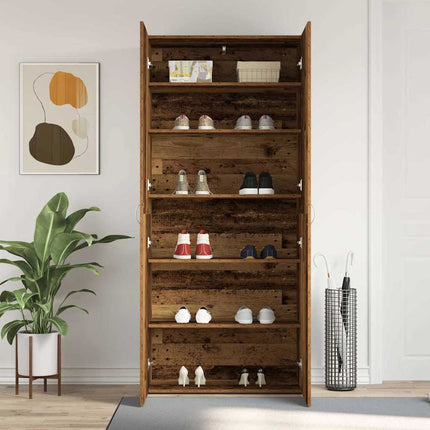 Sko skab 80 x 35.5 x 180 cm Konstrueret træ Brun