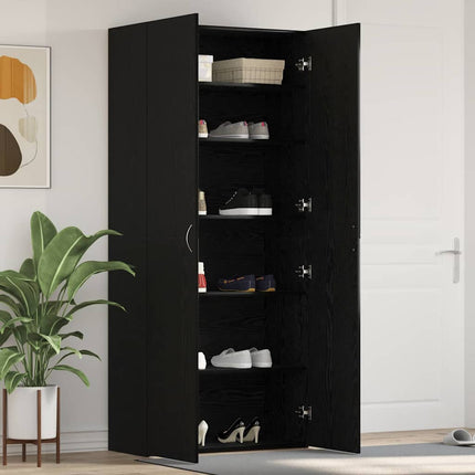 Sko skab 80 x 35.5 x 180 cm Konstrueret træ Sort