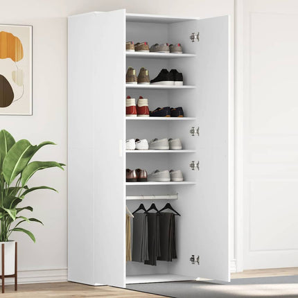 Sko skab 80 x 39 x 178 cm Konstrueret træ Hvid