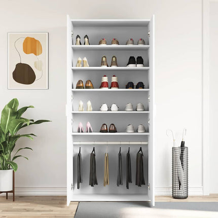 Sko skab 80 x 39 x 178 cm Konstrueret træ Hvid