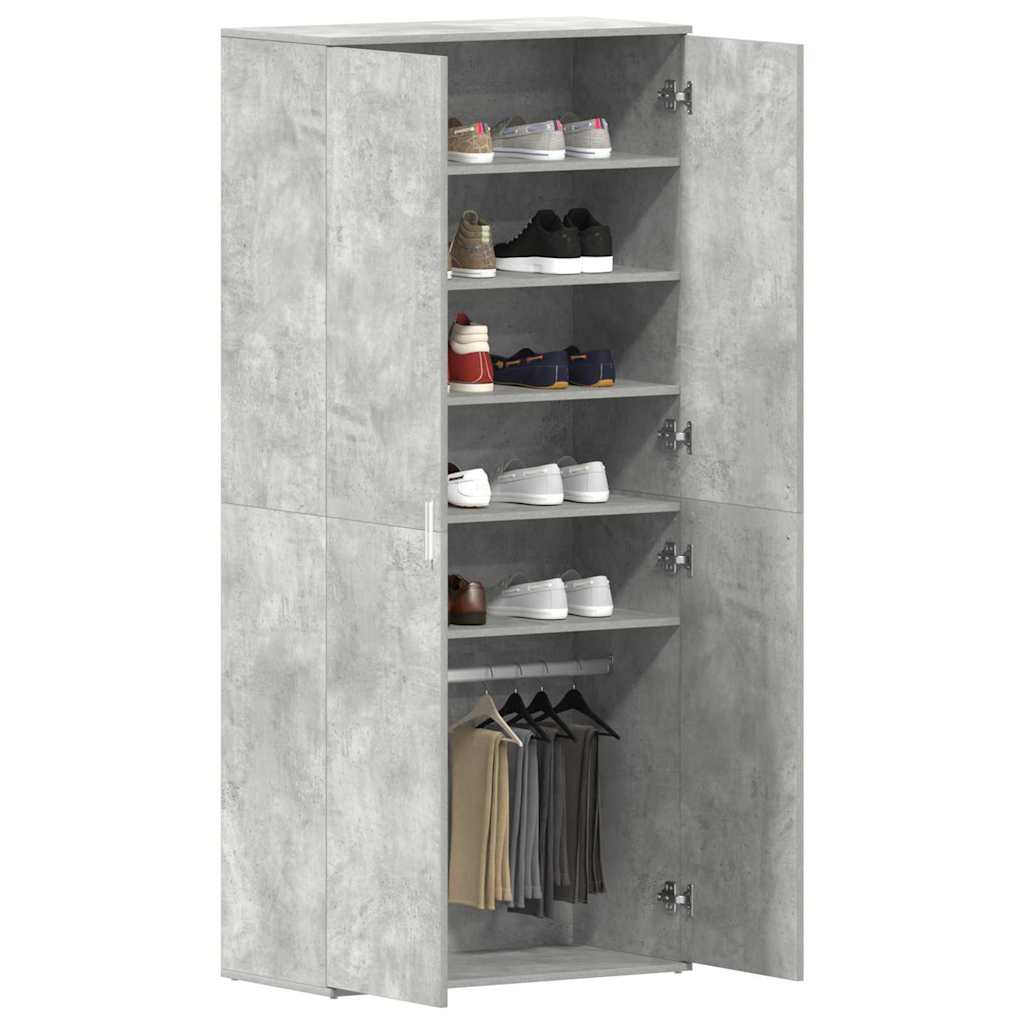 Sko skab med hylde Beton Grå 80 x 39 x 178 cm Konstrueret træ
