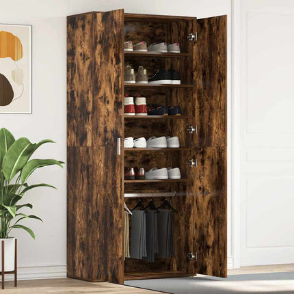 Sko skab 80 x 39 x 178 cm Konstrueret træ Røget eg