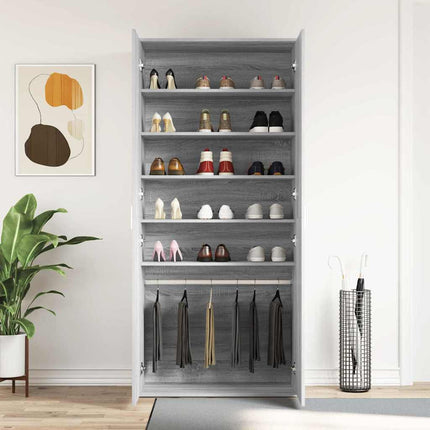 Sko skab 80 x 39 x 178 cm Konstrueret træ Grå Sonoma