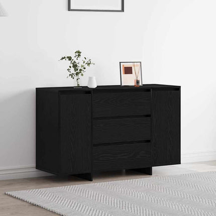 Sideboard med skuffe Sort eg 120 x 41 x 75 cm Konstrueret træ