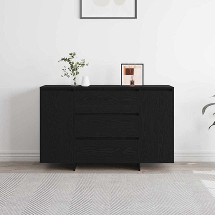 Sideboard med skuffe Sort eg 120 x 41 x 75 cm Konstrueret træ