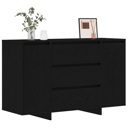 Sideboard med skuffe Sort eg 120 x 41 x 75 cm Konstrueret træ