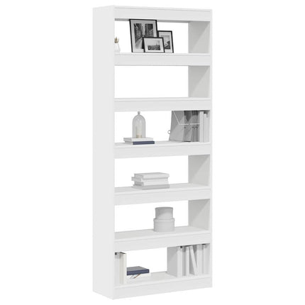 Bogskab 6 niveauer 80 x 30 x 198 cm Konstrueret træ Hvid