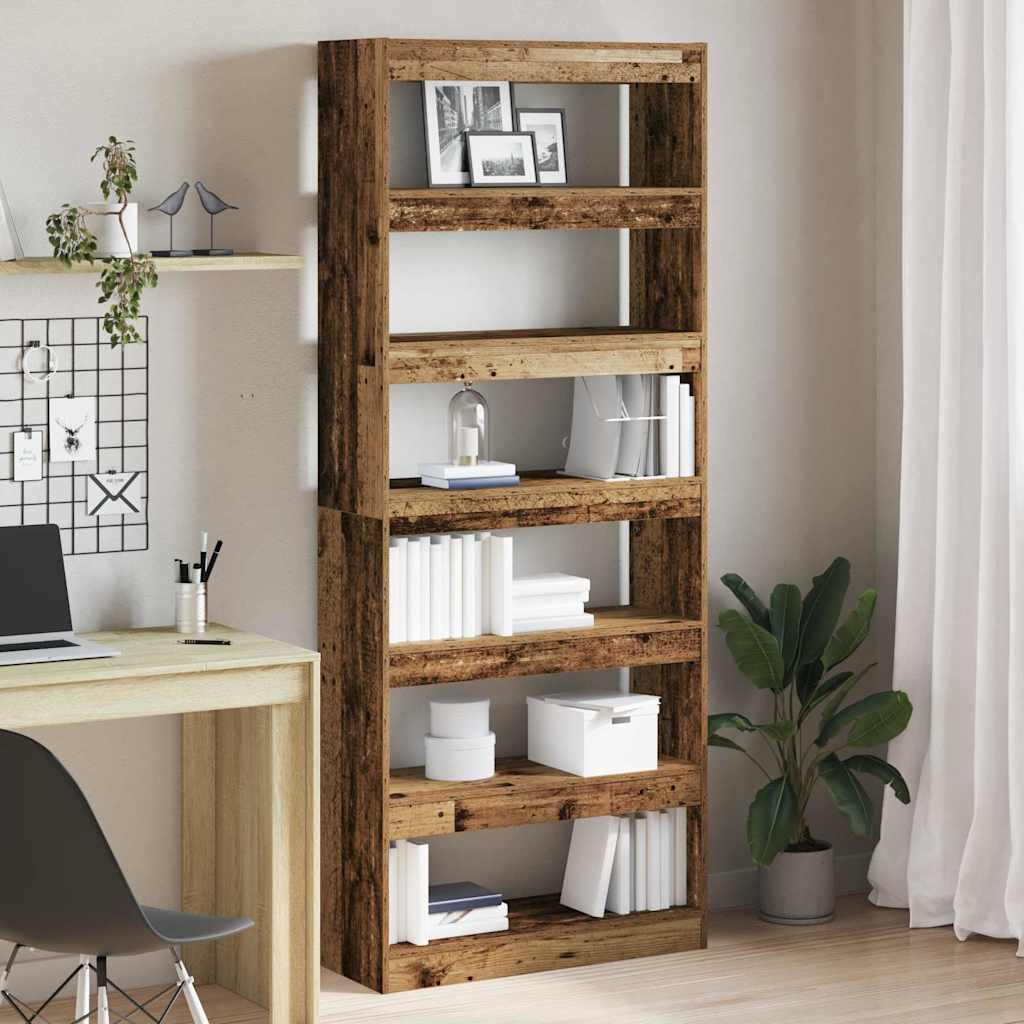 Bogskab med hylde Gammelt træ 80 x 30 x 198 cm Konstrueret træ