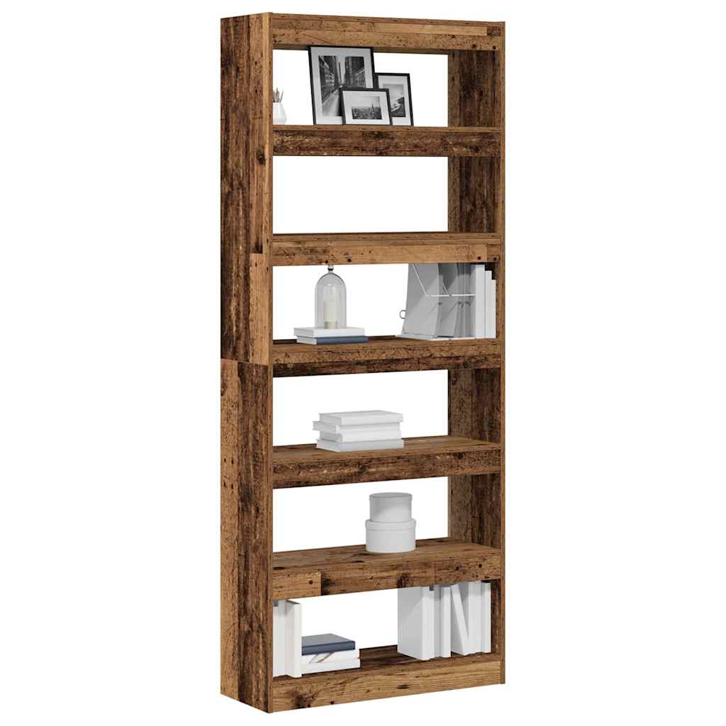 Bogskab med hylde Gammelt træ 80 x 30 x 198 cm Konstrueret træ billede