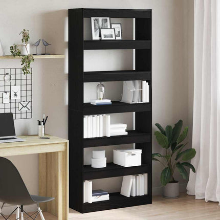 Bogskab 6 niveauer 80 x 30 x 198 cm Konstrueret træ Sort eg