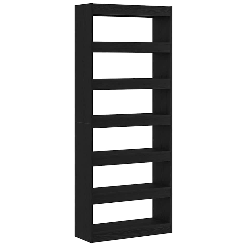Bogskab med hylde Sort eg 80 x 30 x 198 cm Konstrueret træ