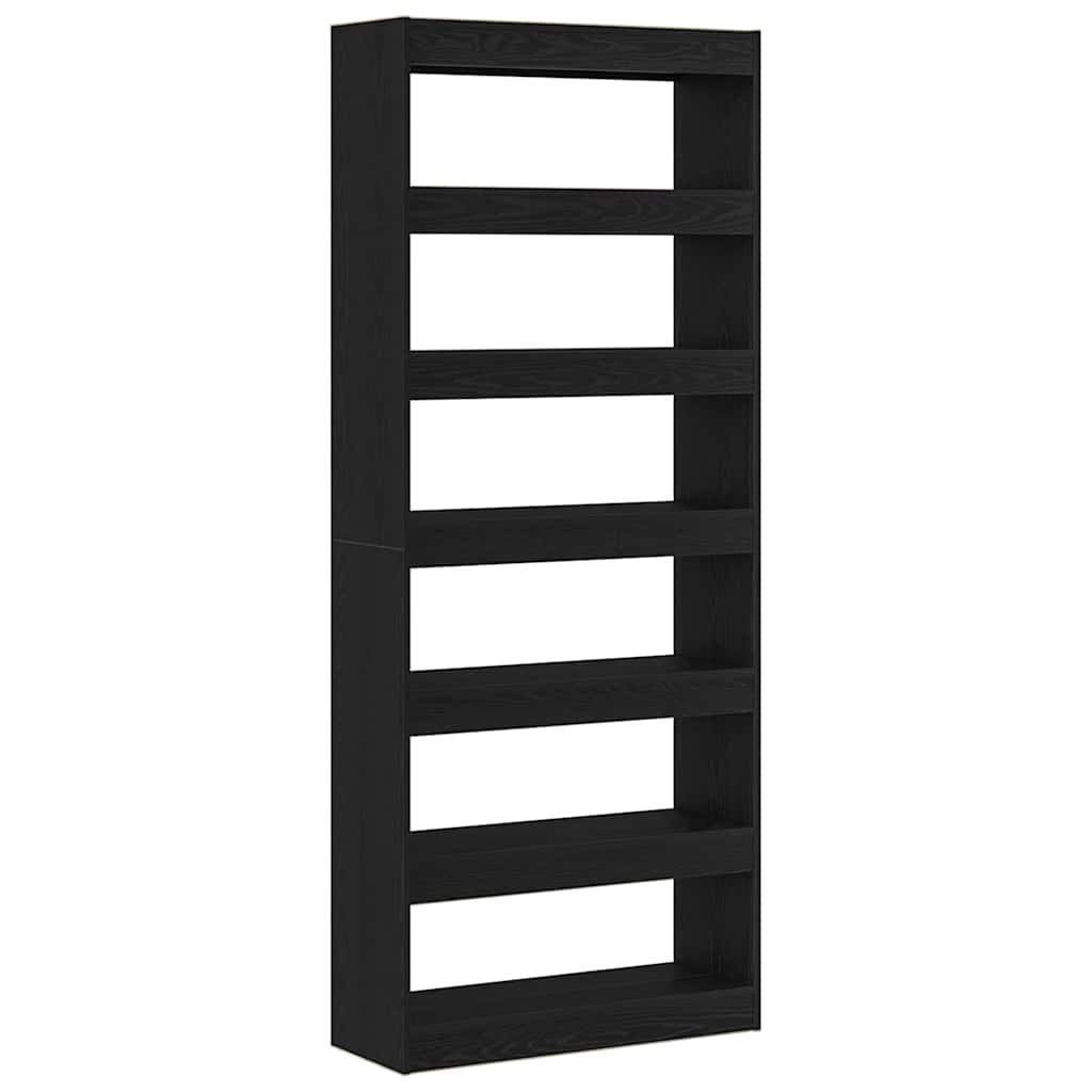 Bogskab med hylde Sort eg 80 x 30 x 198 cm Konstrueret træ
