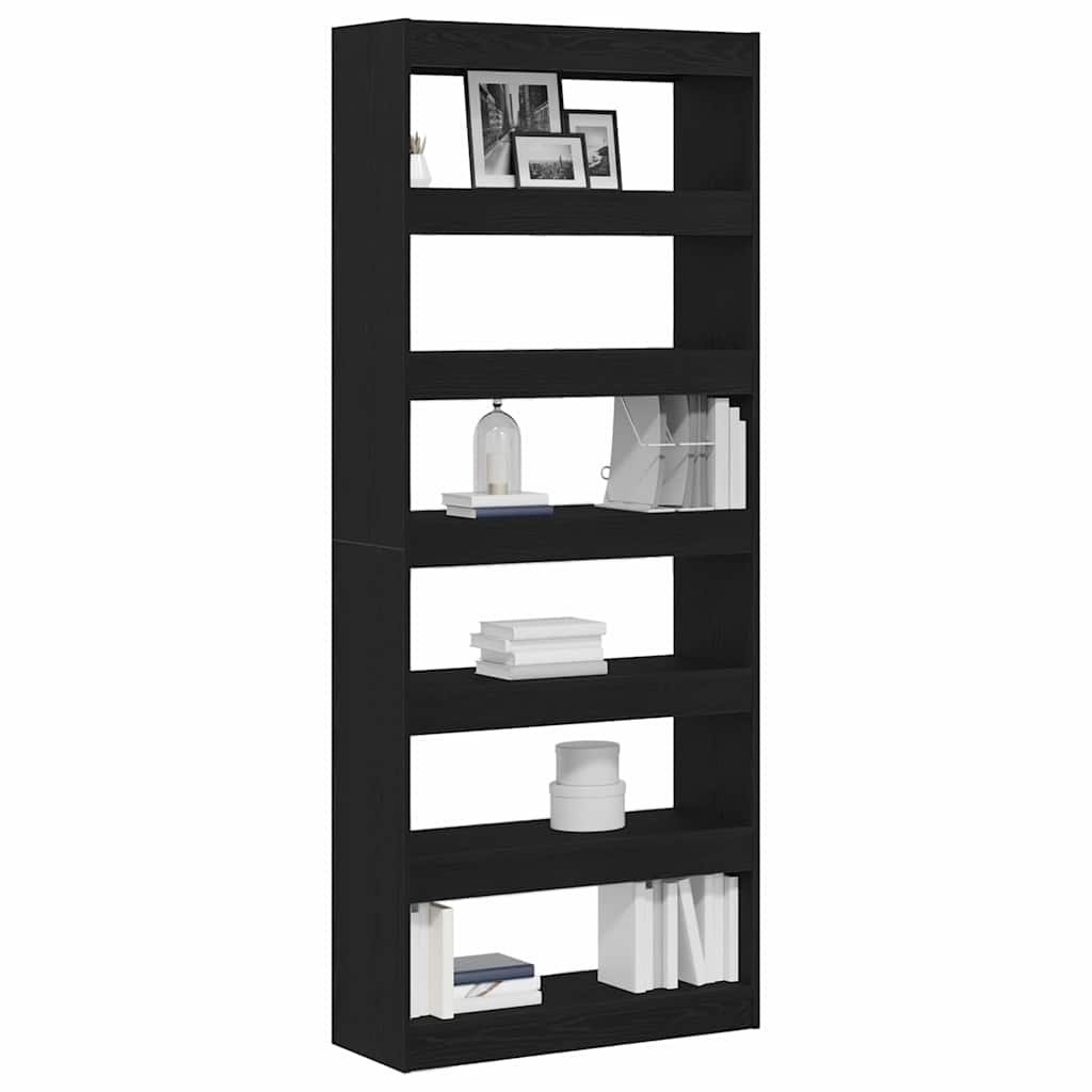 Bogskab med hylde Sort eg 80 x 30 x 198 cm Konstrueret træ
